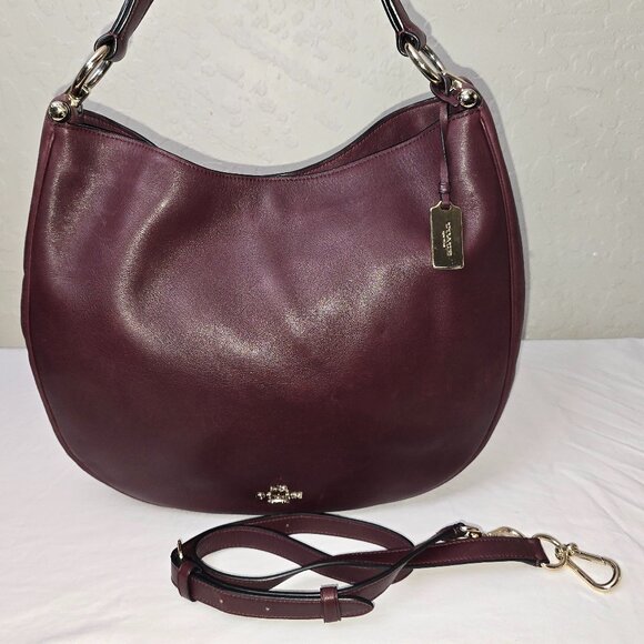 Coach Handbags - Coach 36026 Nomad Oxblood Glove Tanned Leaher Hobo Shoulder Bag With 2 Straps